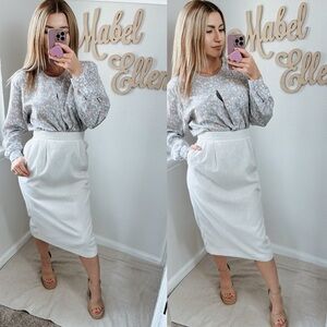 Vintage 1970 Prophecy crisp white high waisted pencil skirt size 10